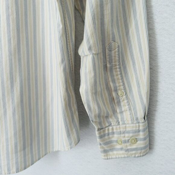 Nautica Button Up Shirt Men Medium Multi Vertical Stripe Cotton Logo Classic - Picture 10 of 12
